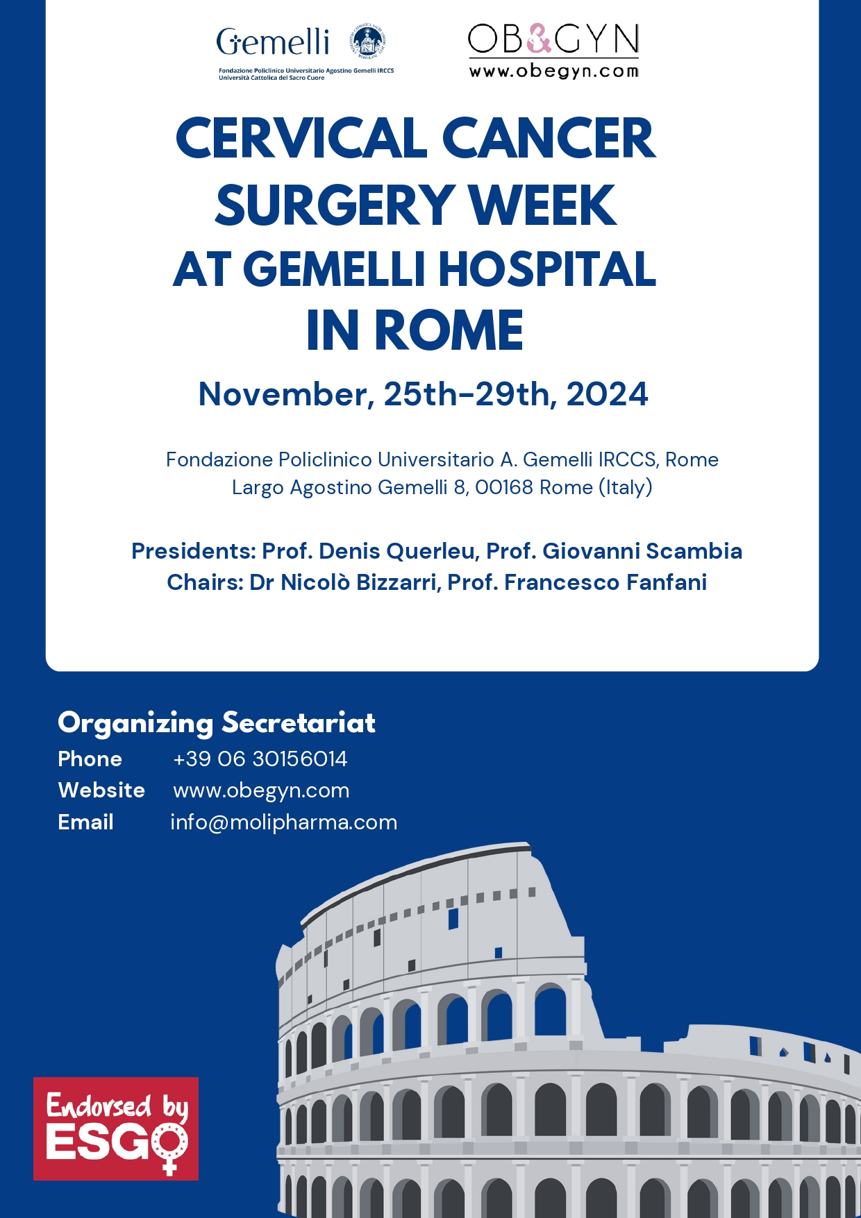Programma CERVICAL CANCER SURGERY WEEK AT GEMELLI HOSPITAL IN ROME  